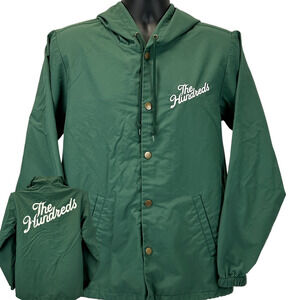 The Hundreds Rain Jacket Mens Small Streetwear Raincoat Hooded Windbreaker Green